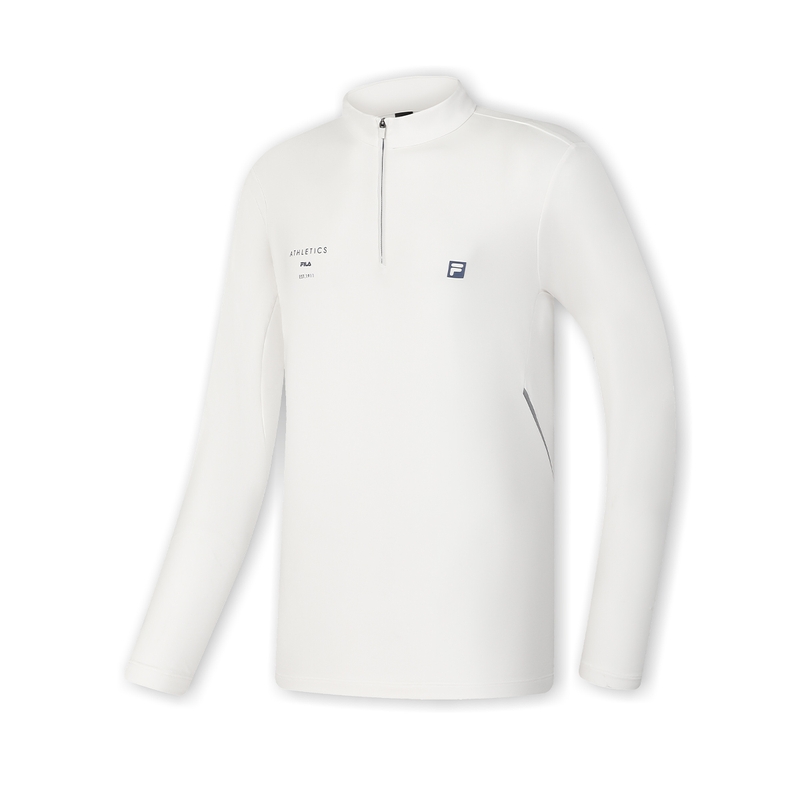 FILA Fitness Cooling Sun Protection Fleece Lined Half Zip Versatile Casual Comfortable Long Sleeved T Shirt Men's