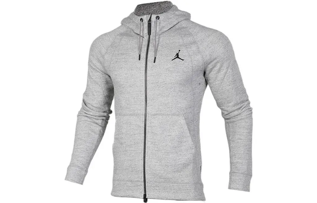 Jordan Sweatshirts Men's Gray Hooded Moderate Cardigan