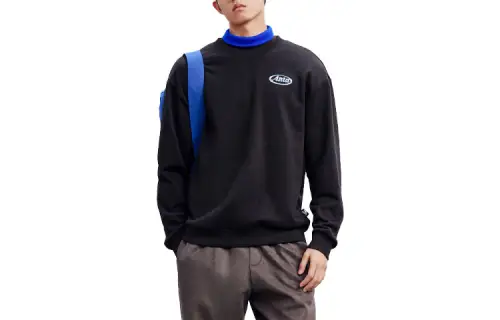 ANTA Life Collection Sweatshirts Unisex Black Crew Neck Moderate Regular