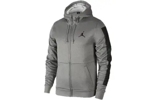 Jordan Sweatshirts Men's Gray Hooded Moderate Cardigan
