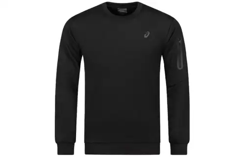 ASICS Sweatshirts Men's Black Crew Neck Moderate Regular