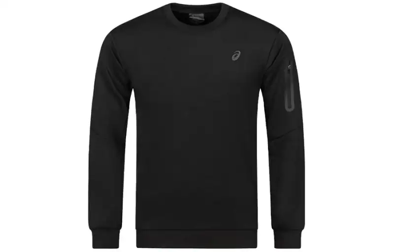 ASICS Sweatshirts Men's Black Crew Neck Moderate Regular