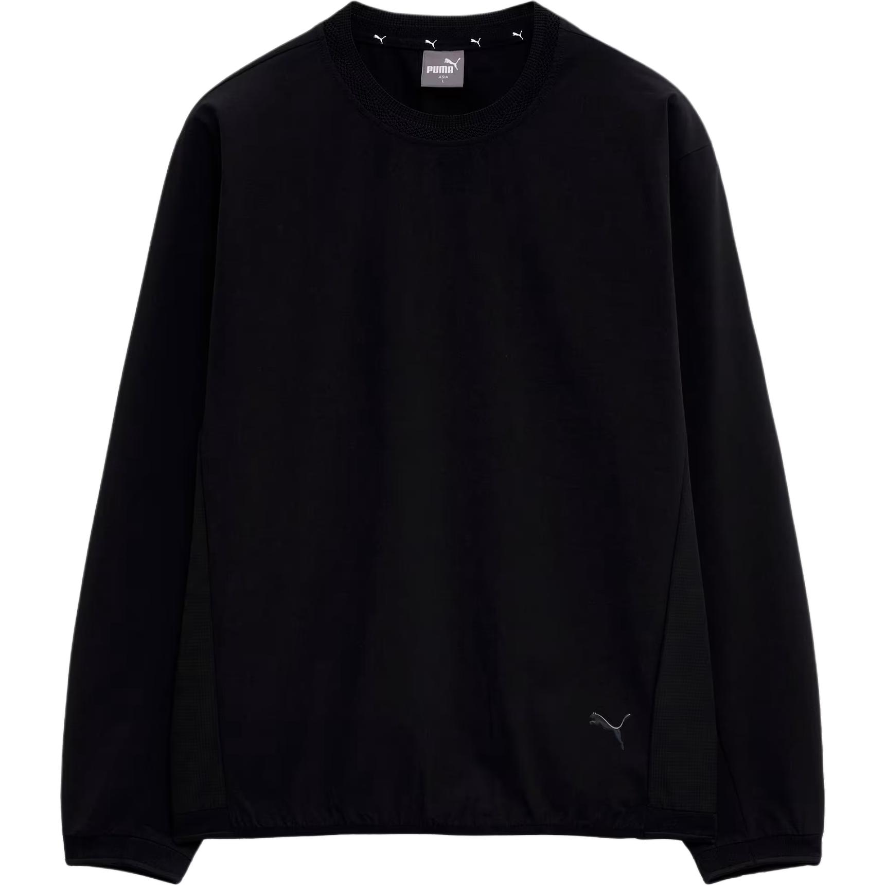 PUMA Puma ACTIVE WEAR M AW PA WV CREW Sportswear Woven Round Neck Long Sleeve T-Shirt Men's Puma Black