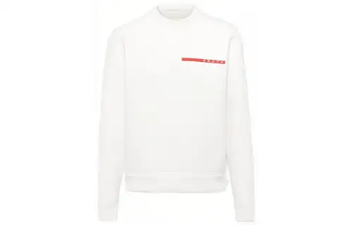 PRADA Sweatshirts Men's White Crew Neck Moderate Regular