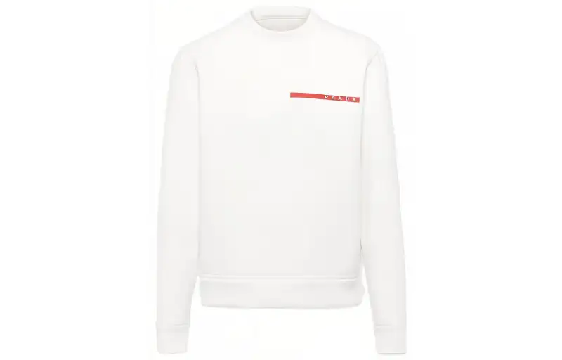 PRADA Sweatshirts Men's White Crew Neck Moderate Regular