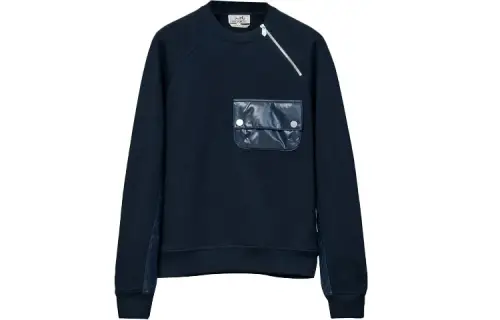 HERMES Sweatshirts Men's Sea Blue Crew Neck Moderate Regular