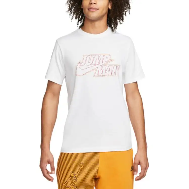 Jordan T Shirts Men's White Crew Neck Moderate Straight Fit