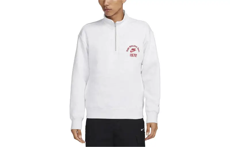 Nike Sweatshirts Men's White Stand Collar Moderate Regular