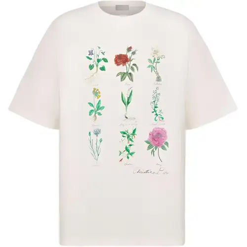 DIOR T Shirts Men's White Crew Neck Moderate Straight Fit