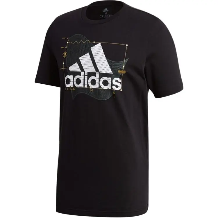 Adidas T-Shirts Men's Black Crew Neck Moderate Straight Fit