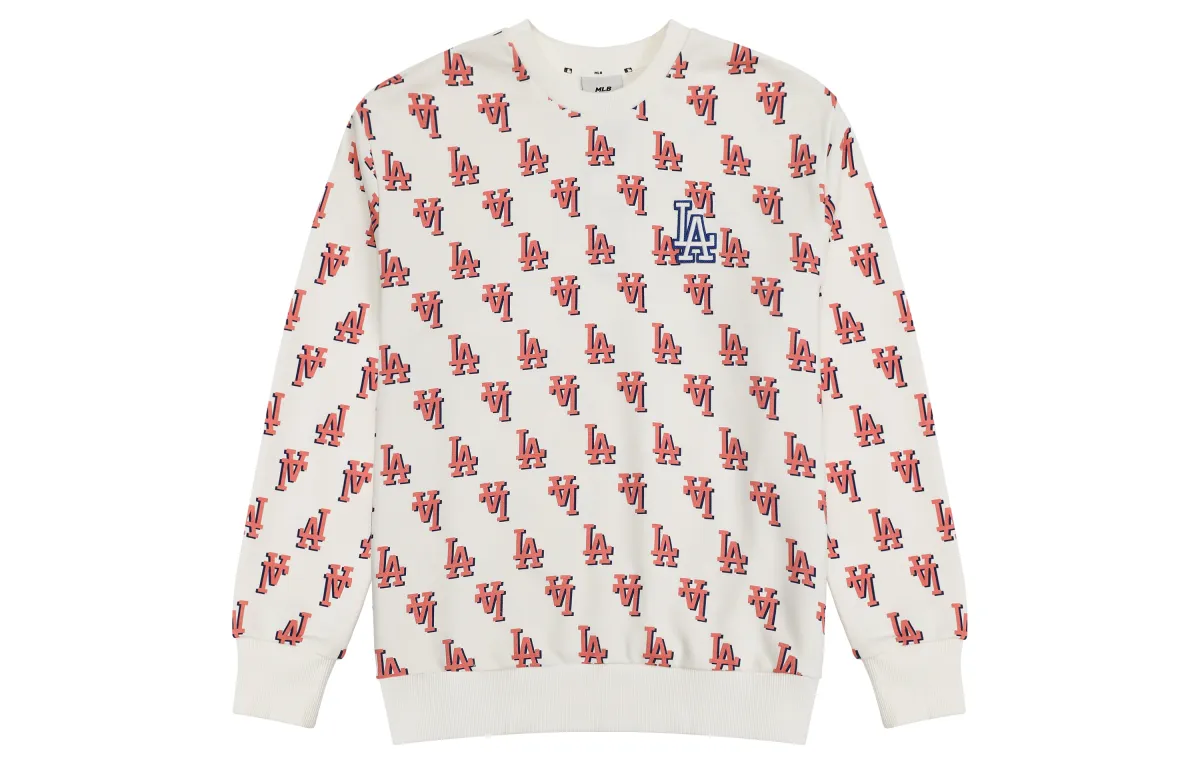 MLB Los Angeles Dodgers Sweatshirts Unisex Cream Crew Neck Moderate