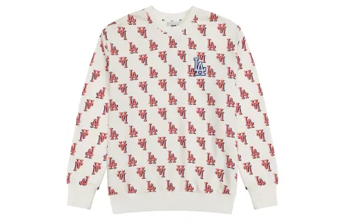 MLB Los Angeles Dodgers Sweatshirts Unisex Cream Crew Neck Moderate Regular