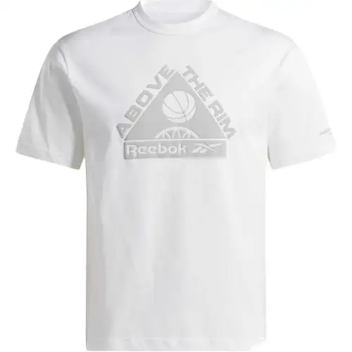 Reebok T Shirts Men's White Crew Neck Moderate Straight Fit