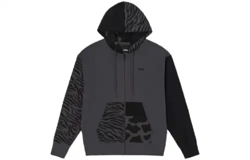 Vans Sweatshirts Men's Gray Hooded Non Detachable Moderate Cardigan