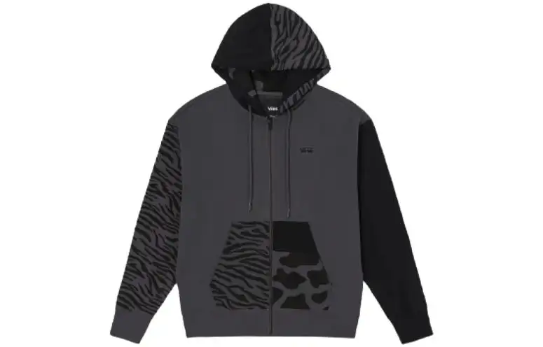 Vans Sweatshirts Men's Gray Hooded Non Detachable Moderate Cardigan