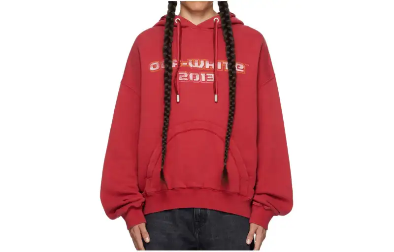 OFF WHITE Sweatshirt, Loose Fit Men's Red