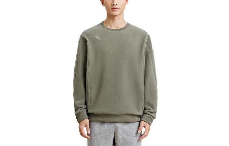ANTA Variety Training Collection Sweatshirts Men's Smoke Gray Crew Neck Thickened Regular
