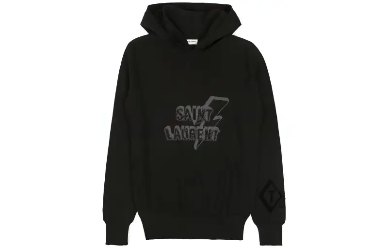 SAINT LAURENT Sweatshirts Men's Black Hooded Moderate Regular