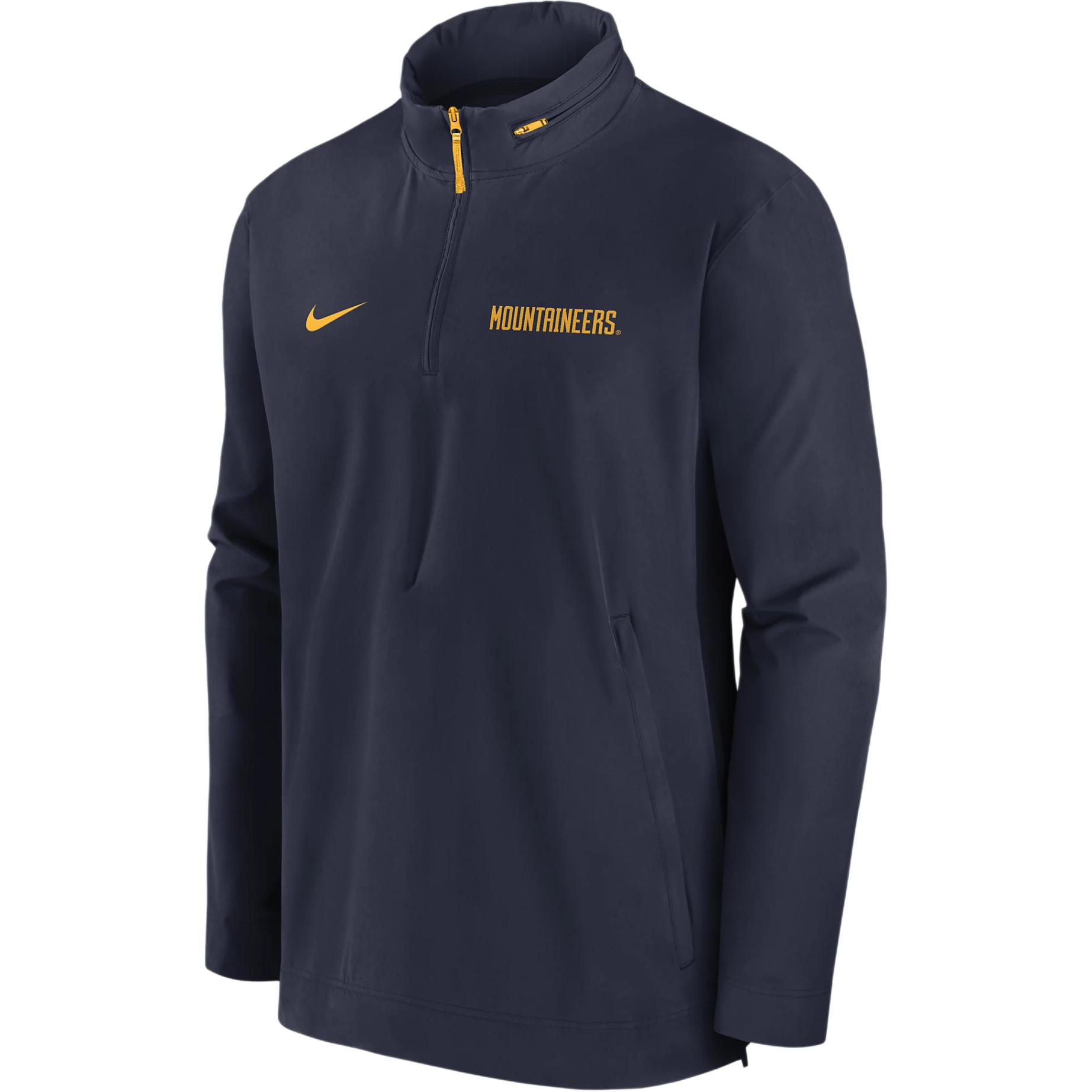 Nike West Virginia Mountaineers Sideline Coach Men's Nike College 1/2 Zip Hooded Jacket