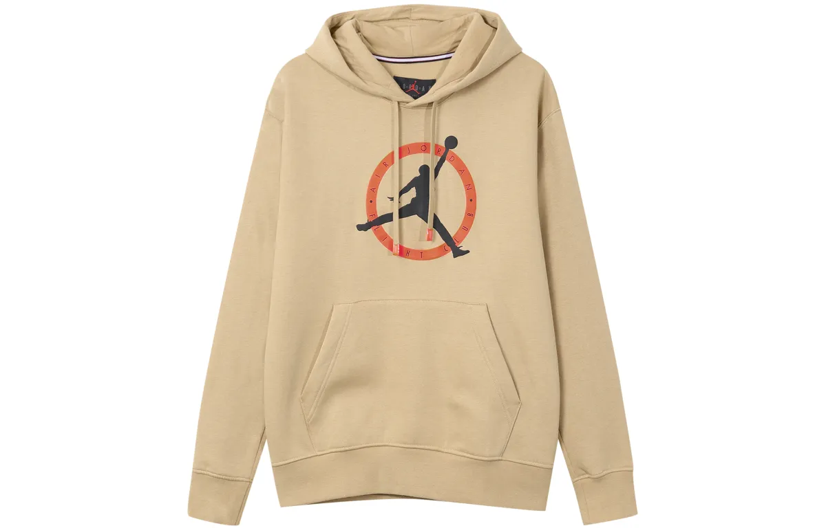 Jordan As M J Flt Mvp Gfx Flc Po Logo Print Athleisure Hooded Pullover Fleece Lined Sweatshirt Men's Desert Yellow