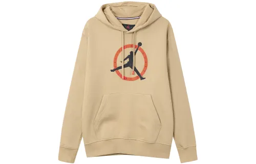 Jordan As M J Flt Mvp Gfx Flc Po Logo Print Athleisure Hooded Pullover Fleece Lined Sweatshirt Men's Desert Yellow