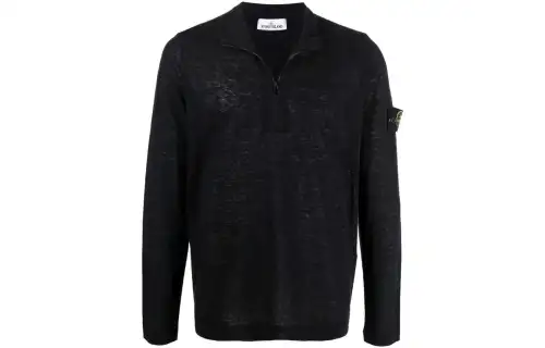 STONE ISLAND Sweatshirts Men's Black Stand Collar Moderate Regular