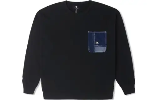Converse Sweatshirts Men's Black Crew Neck Moderate Regular