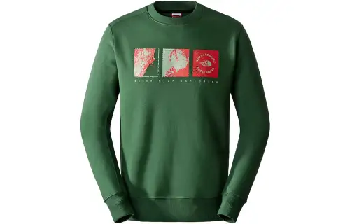 THE NORTH FACE Sweatshirts Men's Green Crew Neck Moderate Regular