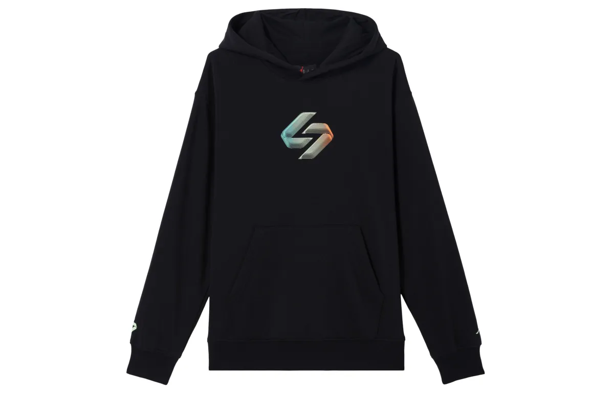 Jordan Luka Fashion Print Fleece Lined Pullover Hooded Sweatshirt Men's Black