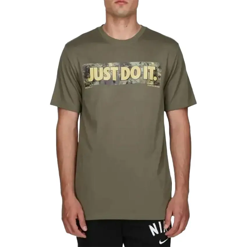 Nike T-Shirts Men's Olive Green Crew Neck