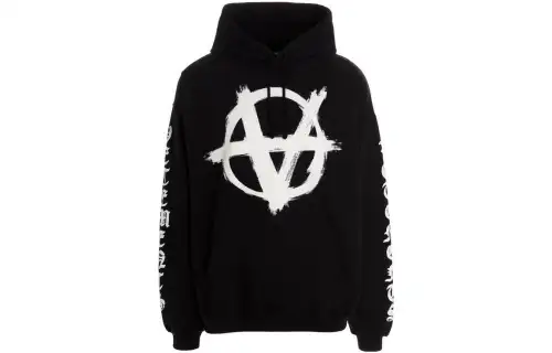 Vetements Sweatshirts Men's Black Hooded Moderate Regular