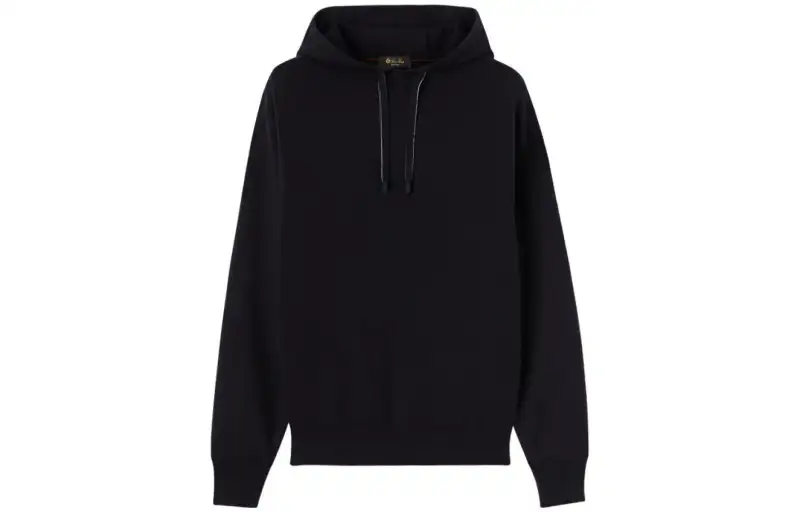 Loro Piana Sweatshirts Men's Black Hooded Moderate Regular