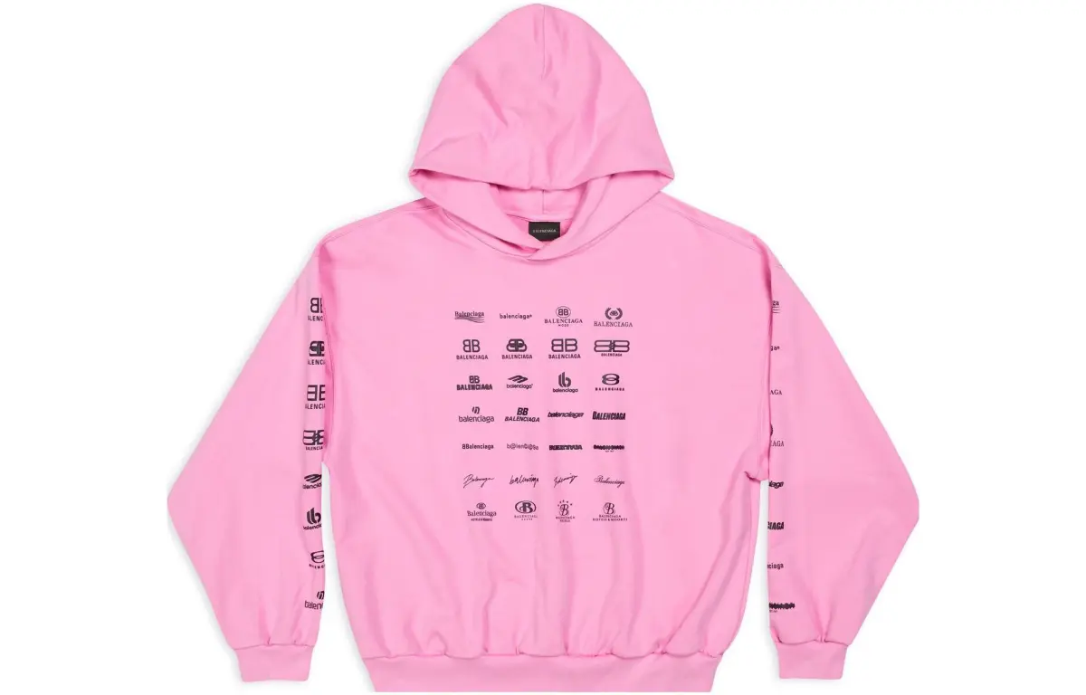 Balenciaga Sweatshirts Unisex Pink Hooded Moderate Regular
