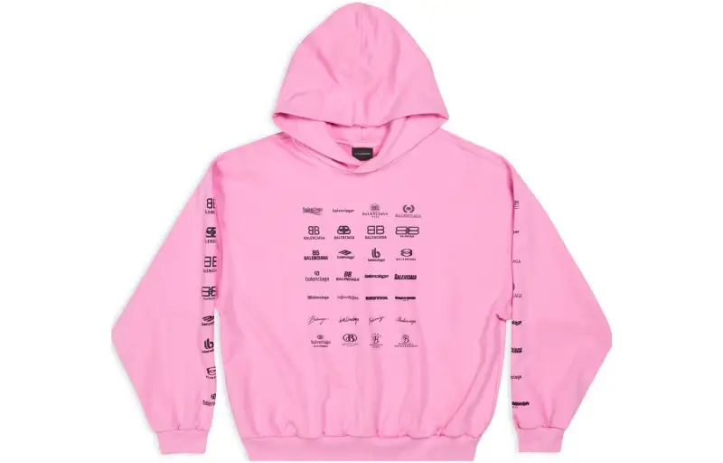 Balenciaga Sweatshirts Unisex Pink Hooded Moderate Regular