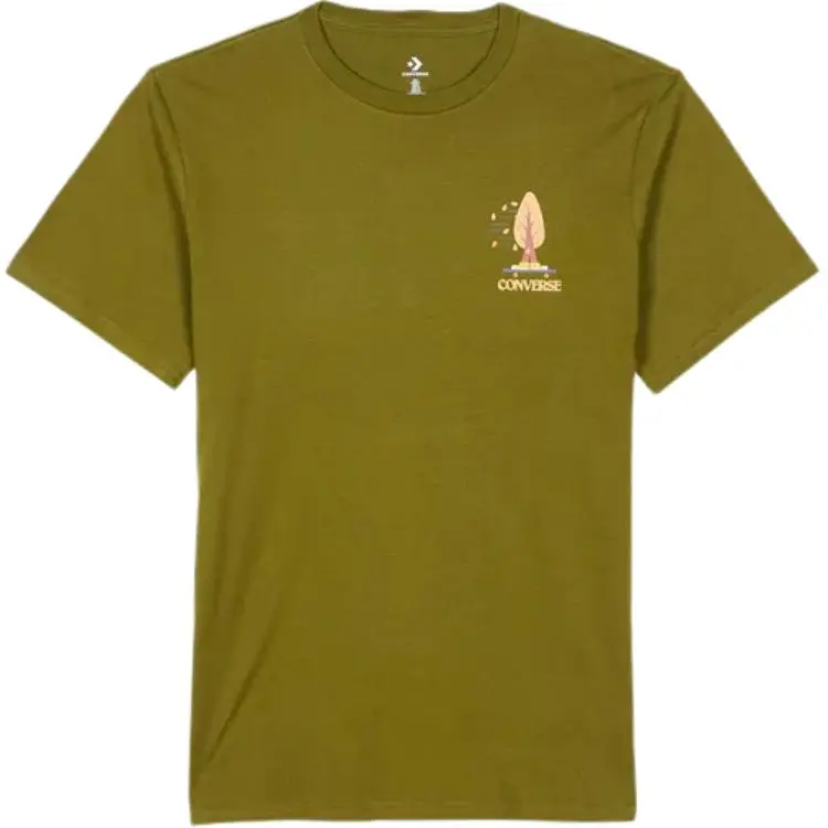 Converse T-Shirts Men's Green Crew Neck Moderate Straight Fit