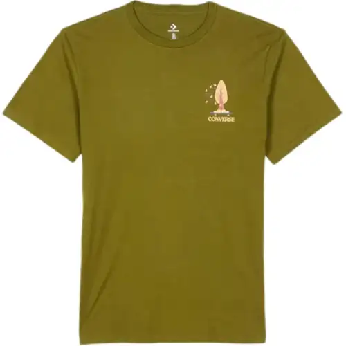 Converse T Shirts Men's Green Crew Neck Moderate Straight Fit