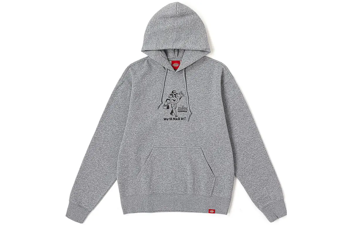 Dickies Letter Print Hooded Pullover Fleece-Lined Loose Fit Sweatshirt Men's