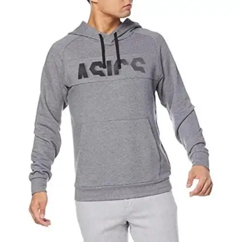 ASICS Sweatshirts Men's Gray Hooded Moderate Other