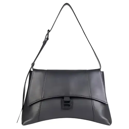 Balenciaga Downtown Cow Leather Hourglass Bag, Shoulder Bag, Crossbody Bag, Handbag Medium Unisex Black