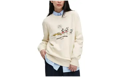 UNIQLO Sweatshirts Unisex Ivory Crew Neck Moderate Regular