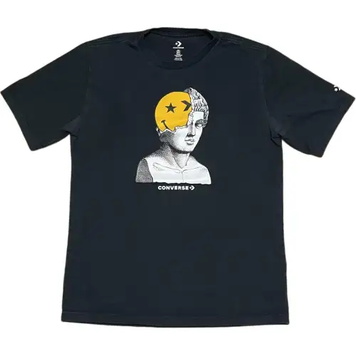 Converse T Shirts Men's Black Crew Neck Thin Straight Fit