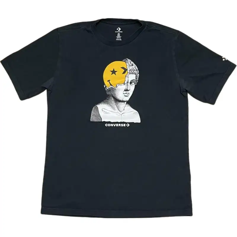 Converse T Shirts Men's Black Crew Neck Thin Straight Fit