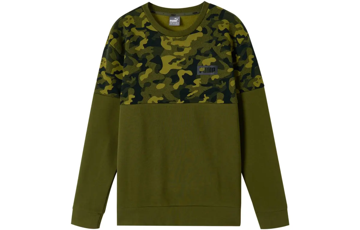 PUMA STUDIO FOUNDATION Sweatshirts Men's Army Green Crew Neck Moderate