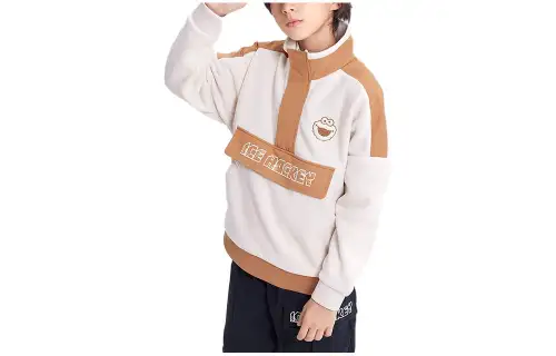 ANTA Sweatshirts Kids Milk White Stand Collar Thickened Regular