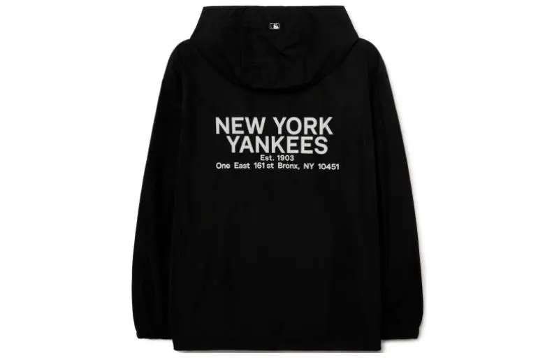 MLB New York Yankees Sweatshirts Unisex Black Hooded Moderate Regular