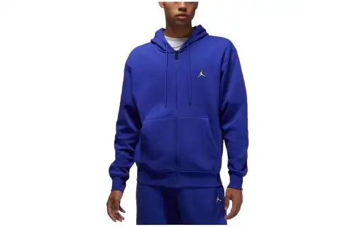 Jordan Jumpman Sweatshirts Men's Blue Hooded Moderate Cardigan