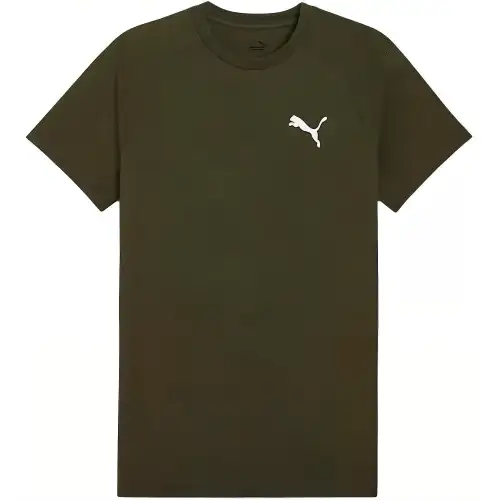 PUMA EVOSTRIPE T Shirts Men's Dark Olive Crew Neck Moderate Straight Fit