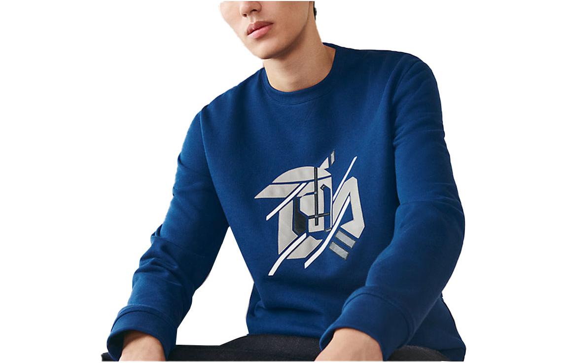 HERMES Sweatshirts Men's Blue Crew Neck Moderate Regular