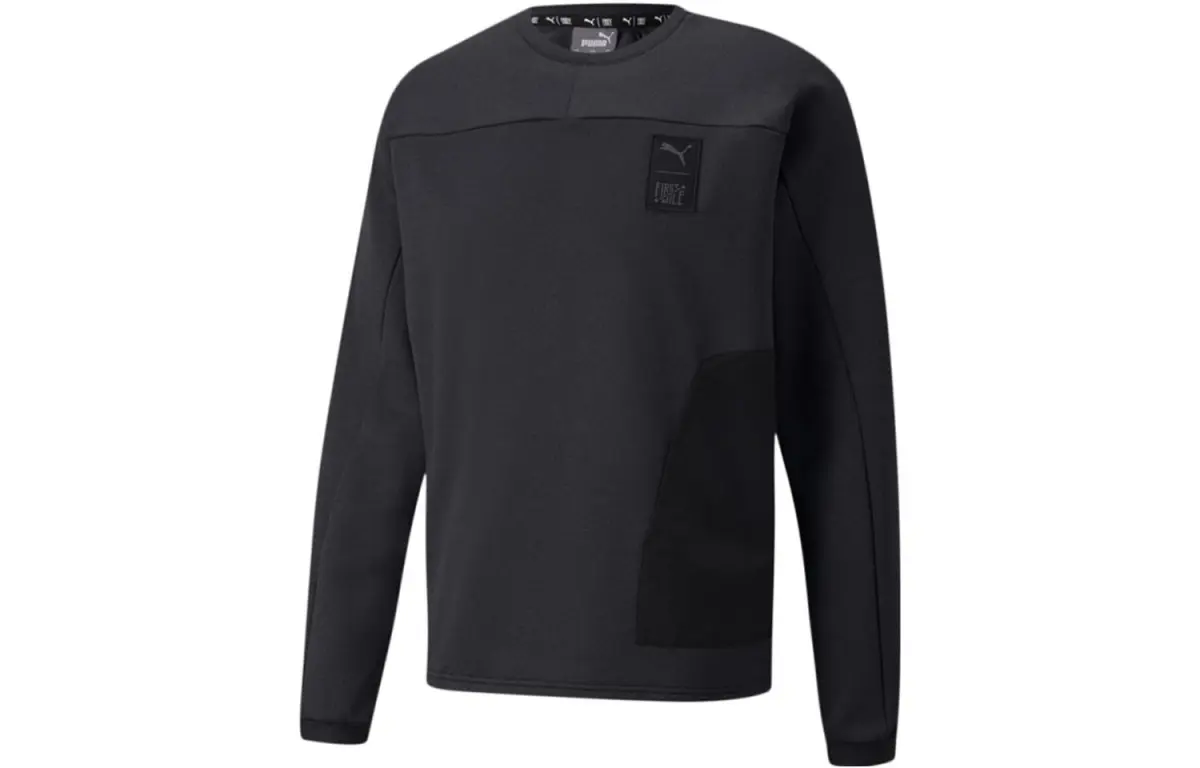 PUMA Sweatshirts Men's Black Crew Neck Moderate Regular