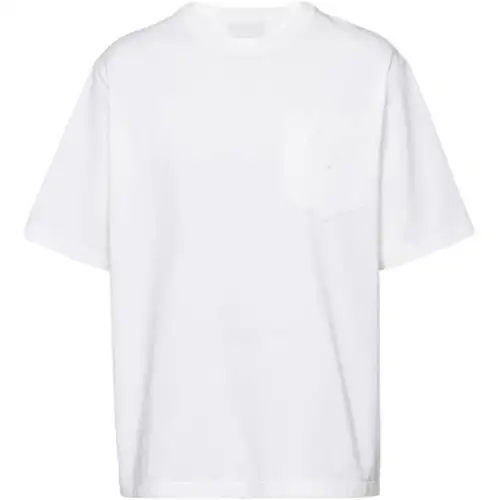PRADA T Shirts Men's White Crew Neck Moderate Straight Fit